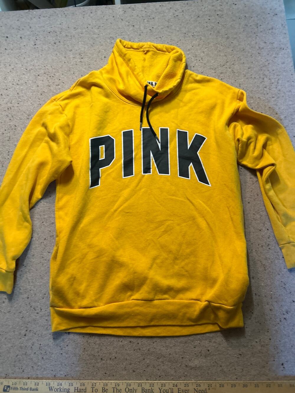 Pink Victoria's Secret Maize Yellow Cowl Neck Sweatshirt Oversized XS